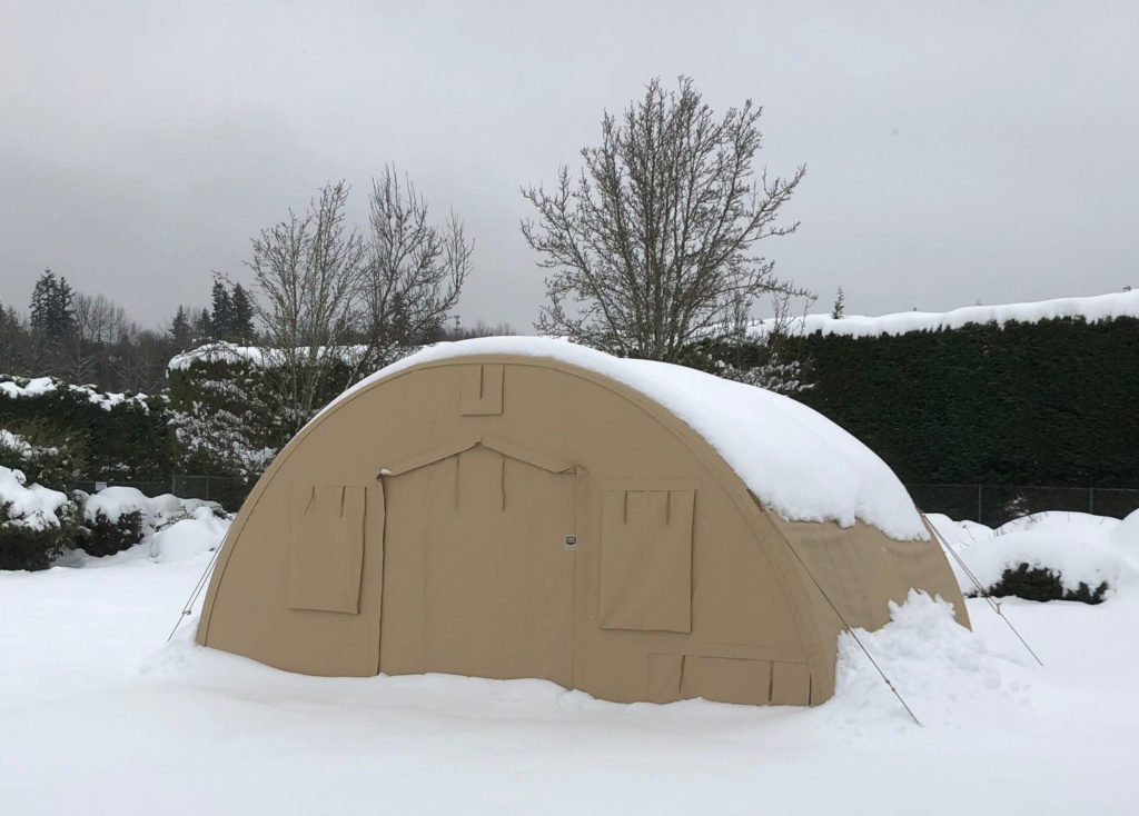 CAMSS 20Q SMALL SHELTER SYSTEM (SSS) - DEPLOYED OUTSIDE IN SNOW