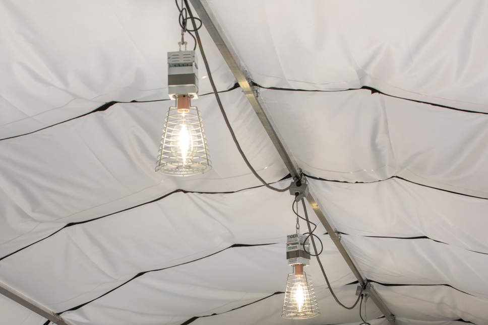 CAMSS Military Shelter Interior with Caged LED Light Bulbs
