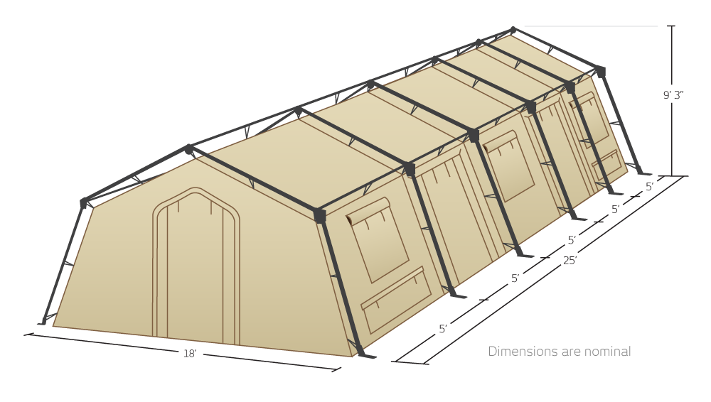 CAMSS 18TAC25 Rapid Deployment Military Shelter Illustration