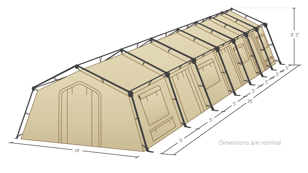 CAMSS 18TAC35 Rapid Deployment Military Shelter Illustration