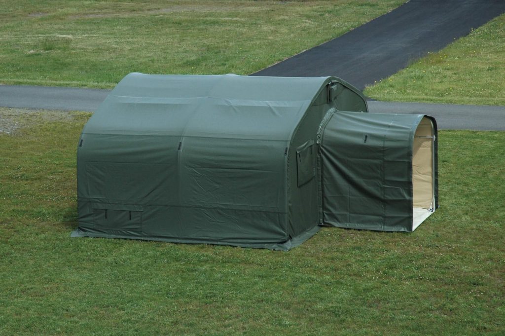 CAMSS: Green CAMSS 16EX Military Shelter - Aerial View