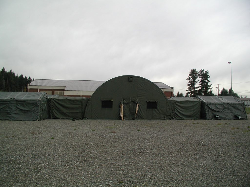 CAMSS: Exterior View of Complexed CAMSS Military Shelters