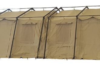 CAMSS: Twin CAMSS 14TAC Rapid Deployment Military Shelter - Connected Cover to Cover
