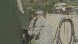 CAMSS Military Shelter ECU Being Installed