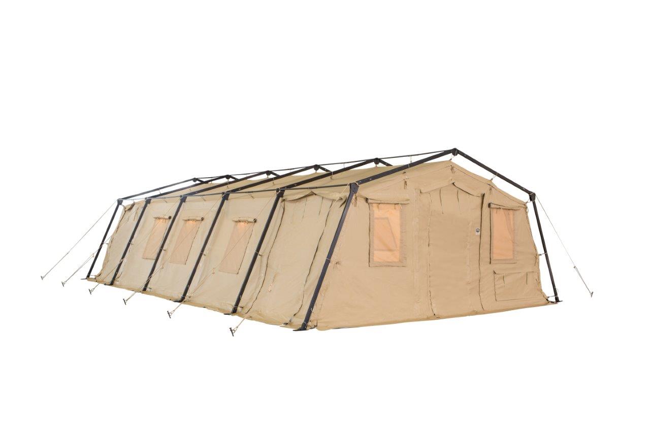 CAMSS: Tan CAMSS 20TAC32 Rapid Deployment Military Shelter with 3 Windows, 2 Entry Covers