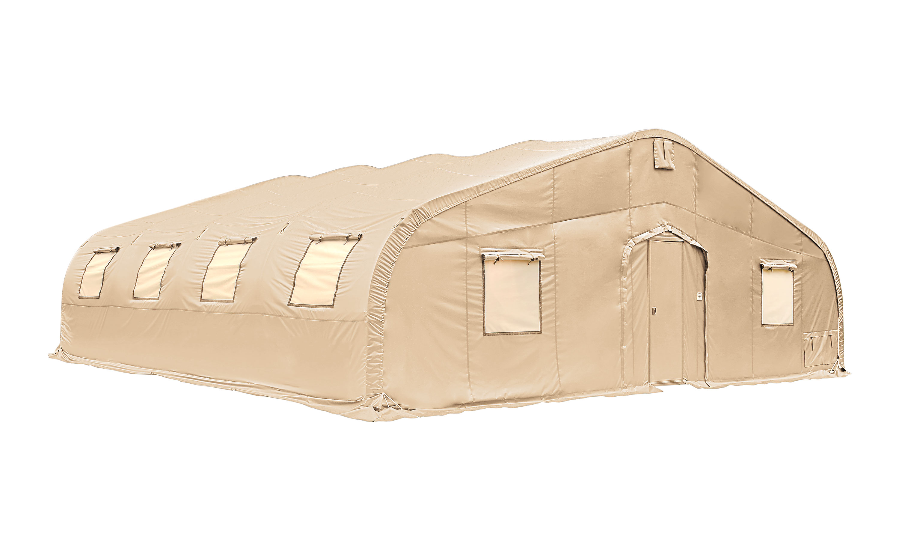 CAMSS: Tan CAMSS 35EXLP Military Shelter System With End Panel ECU Ports