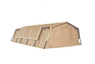 CAMSS: Tan CAMSS 20TAC32 Rapid Deployment Military Shelter with 3 Windows, 2 Entries, and Thermacam Fly