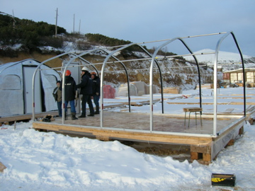CAMSS: Setting Up CAMSS Military Shelter Frame In Snow - Exterior View